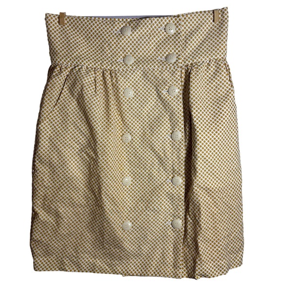 Comme Toi Dresses & Skirts - Comme Toi Polka Dot High Waisted Linen/Cotton Preppy Retro Mini Skirt Size L